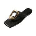 thumbnail image 2 of Flat Sandals for Women, Vacation Sandals for Women, Cute Sandals for Women, Beach Sandals, Womens Flat Sandals Comfortable Flip Flops Slide Sandals Summer Beach Shoes With Metal Decoration, Black 8, 2 of 8