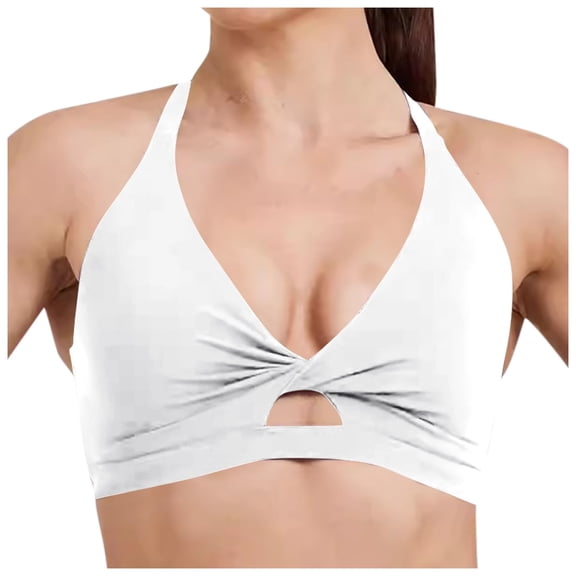 OSOLU Women's Running Fitness Vest Sports Underwear Shockproof Yoga Clothing Dress With Cushion Bra Workout Sports High Support Comfortable Bralettes White M