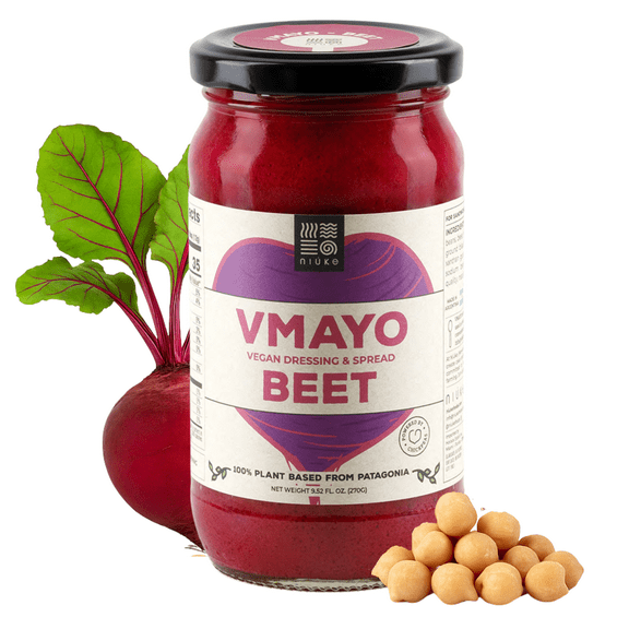NIUKE Beet Vegan Mayo – Smooth & Flavorful Plant-Based Aioli | Dairy-Free, Gluten-Free & Non-GMO | Earthy & Slightly Sweet Taste | 12 oz Jar