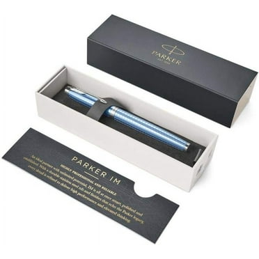 PARKER IM Rollerball Pen, Premium Blue with Fine Point Black Ink Refill, Gift Box (1931690) Pen with gift box Premium Blue and Chrome Standard Packaging