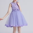 thumbnail image 4 of Robe de Demoiselle d'Honneur pour Fille Fleur Rose Poudré Ceinturée Mariage Fête Sans Manches Robes de Fête, 4 of 4