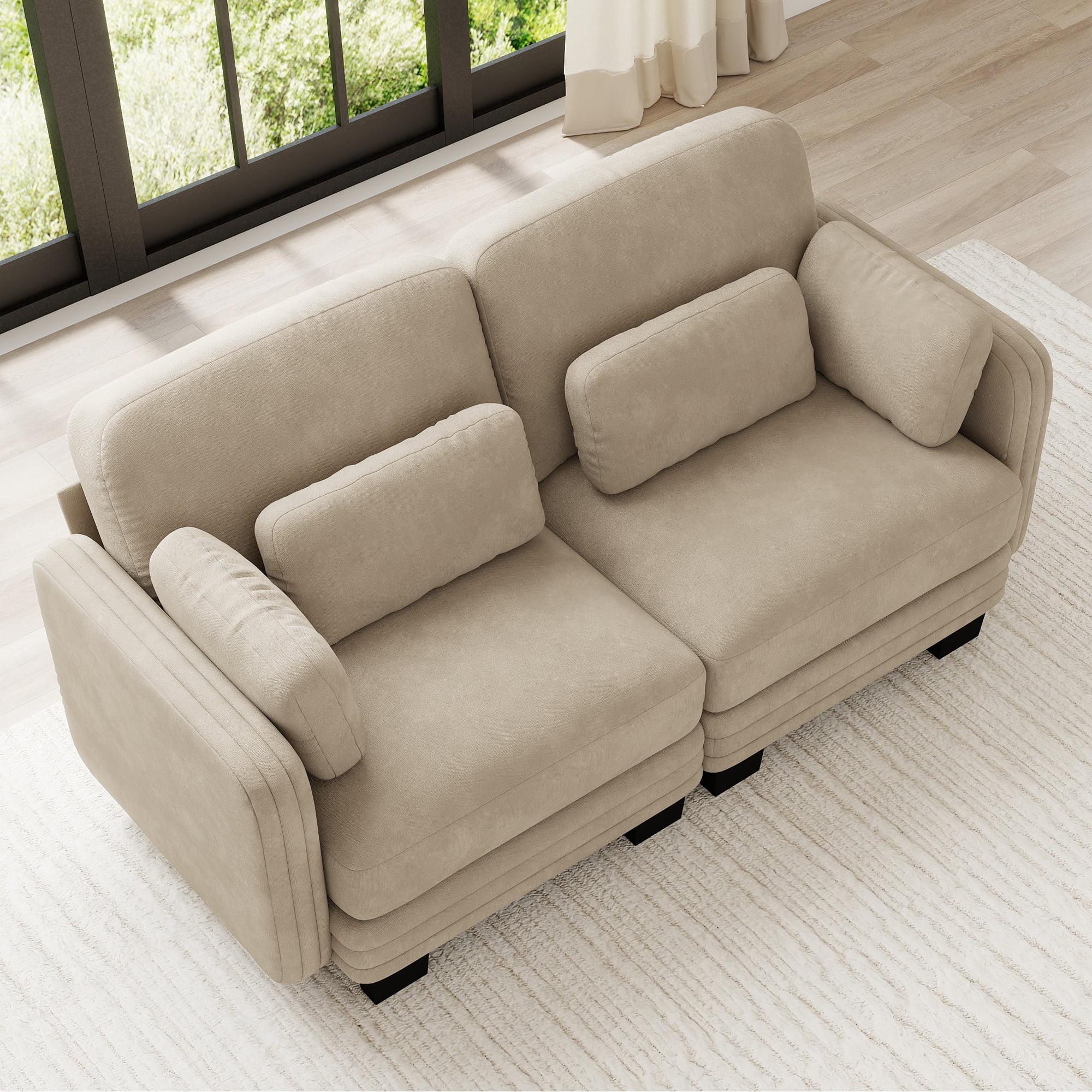 70" Modern Modular 2 Seater Loveseat Sofa Couch with 4 Pillows