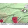 thumbnail image 3 of Soimoi Tissu Poly Georgette Imprimé Feuilles de Houx & Roses au Mètre 42 Pouces de Large, 3 of 3