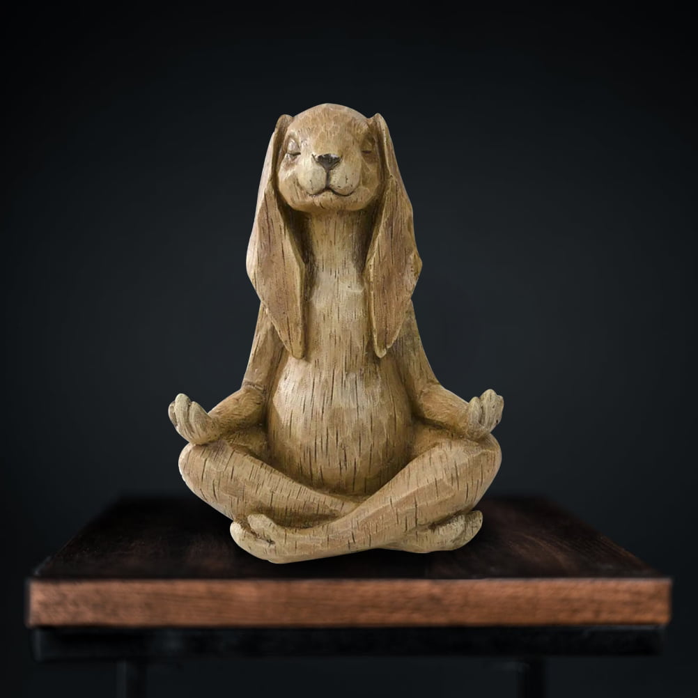 Buddha Animal Statue Rabbit Statue Relaxed Pose Home Memorial Meditation Decor