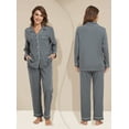 thumbnail image 5 of EA'S SECRET Womens 100% Cotton Pajama Sets Long Sleeve Sleepwear Soft Button Down Loungewear Nightwear Pjs Set with Pocket S-XXL(Deep Grey,L), 5 of 7