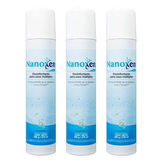 Desinfectante Nanotecnologico Spray Paquete 3piezas 378ml NANOXEN Usos Multiples Spray