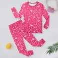 thumbnail image 2 of Long Sleeve Easter Cartoon Print Loungewear Top And Pants Set Hot Pink, 2 of 6
