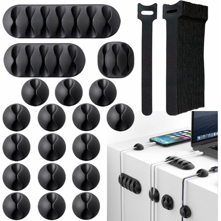 38 Pack Cable Holder Clips Straps with Storage Case, Cable Holder Management Organizer Self Adhesive Cord Clips for Organizing Cable Cords - USB Charging Cable Power Cord Mouse Wire.