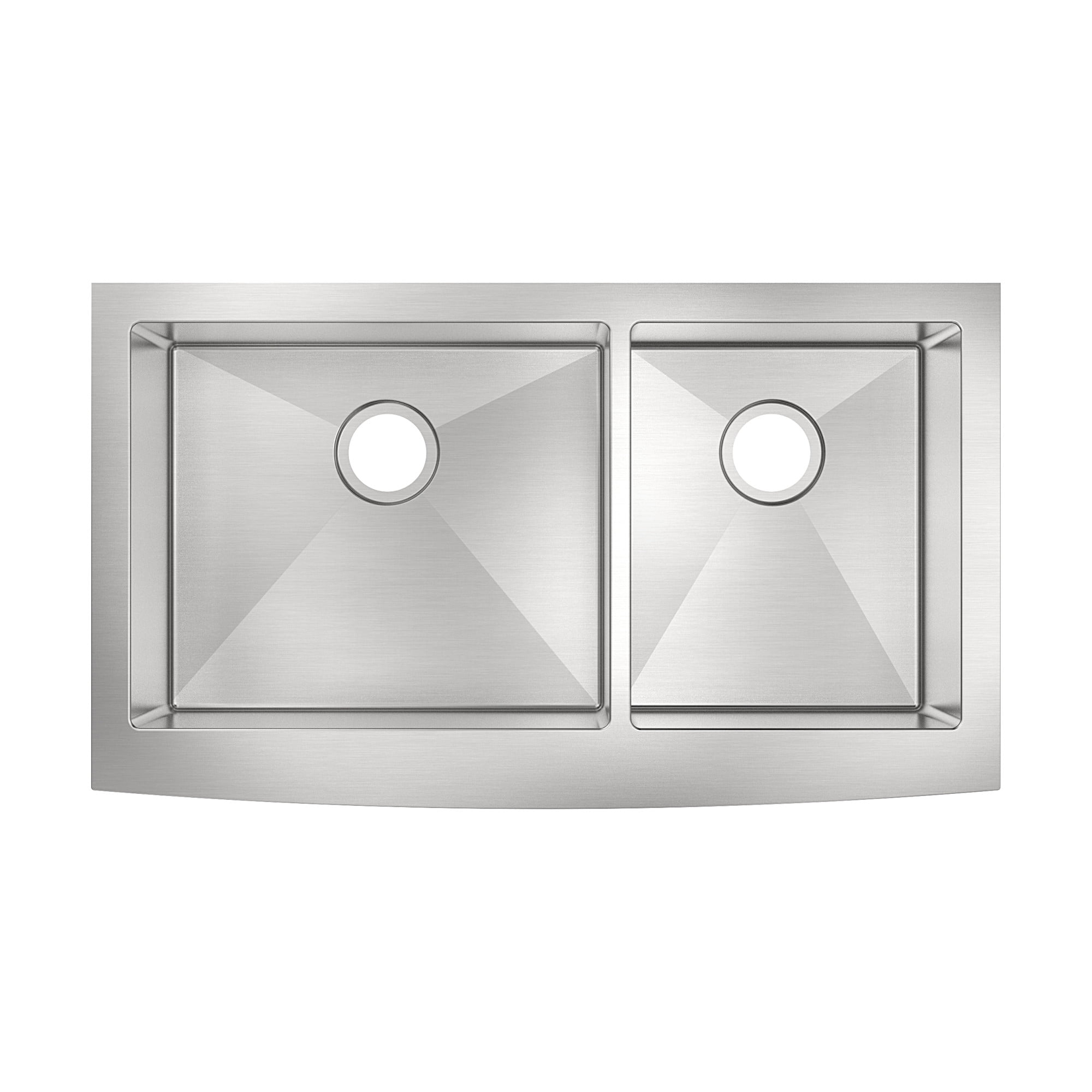 Miseno MNO163620F6040 36 in. Farmhouse Double Basin Stainless Steel Kitchen Sink with Apron Front 60-40 Split Drain Assemblies & Fitted Basin Rack