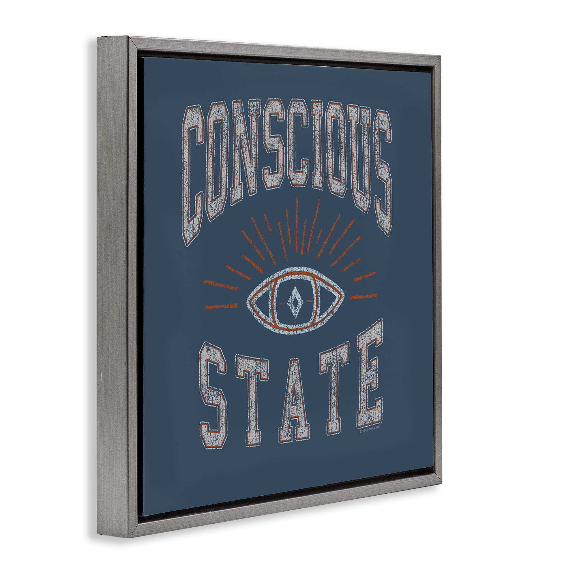 Stupell Industries Conscious State Varsity Style Text & Numbers Painting Gray Floater Framed Canvas Art Print Wall Art, 18 x 18