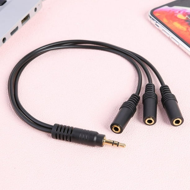Enchufe de 3 polos de 3,5 mm a cable adaptador divisor de auriculares de audio estéreo de 3 vías