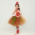 thumbnail image 5 of Mercatoo Kids Girls 𝐂hristmas 𝐂ostumes Red Green Tulle Tutu Dress Headband Stockings Set P𝐚rty 𝐂osplay Dress Up Clothes Girls Chambray And Tulle Dress, 5 of 9