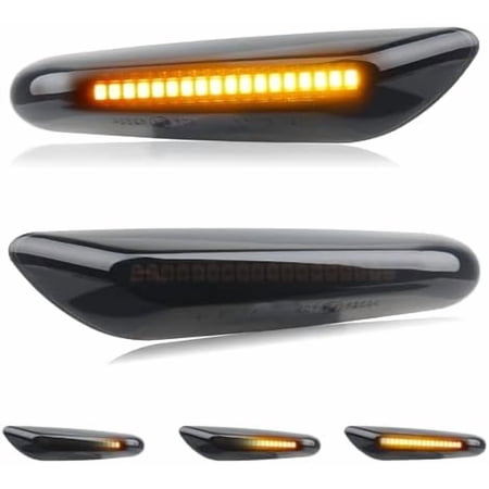 Sequential LED Side Marker Turn Signal Lights Compatible with BMW E90 E91 E92 E93 E46 E53 X3 E83 X 1 E84 E81 E82 E87 E88, Smoked Lens, Pack of 2$$Vehicle Parts & Accessories