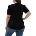 thumbnail image 4 of Black XXL WIZUTIZ Workout Tops for Women up to 60% Off Loose Fit Comfy Cotton Soft Blouse Solid Plus Short Sleeve Tops Plain Ladies Flowy Tee Athletic Holiday Beach Tshirt Cotton Blend Crew Neck T-sh, 4 of 6
