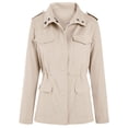 thumbnail image 3 of Bomotoo Women Outwear Lapel Military Jacket Long Sleeve Coat Lightweight Utility Jackets Outdoor Creamy-white L, 3 of 4