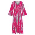 thumbnail image 4 of Puntoco Vestido De Manga Corta Con Cuello En V, Nuevo Vestido Estampado De Moda Con Cuello En V De Verano Para Mujer Rosa Rojo Xxl, 4 of 6