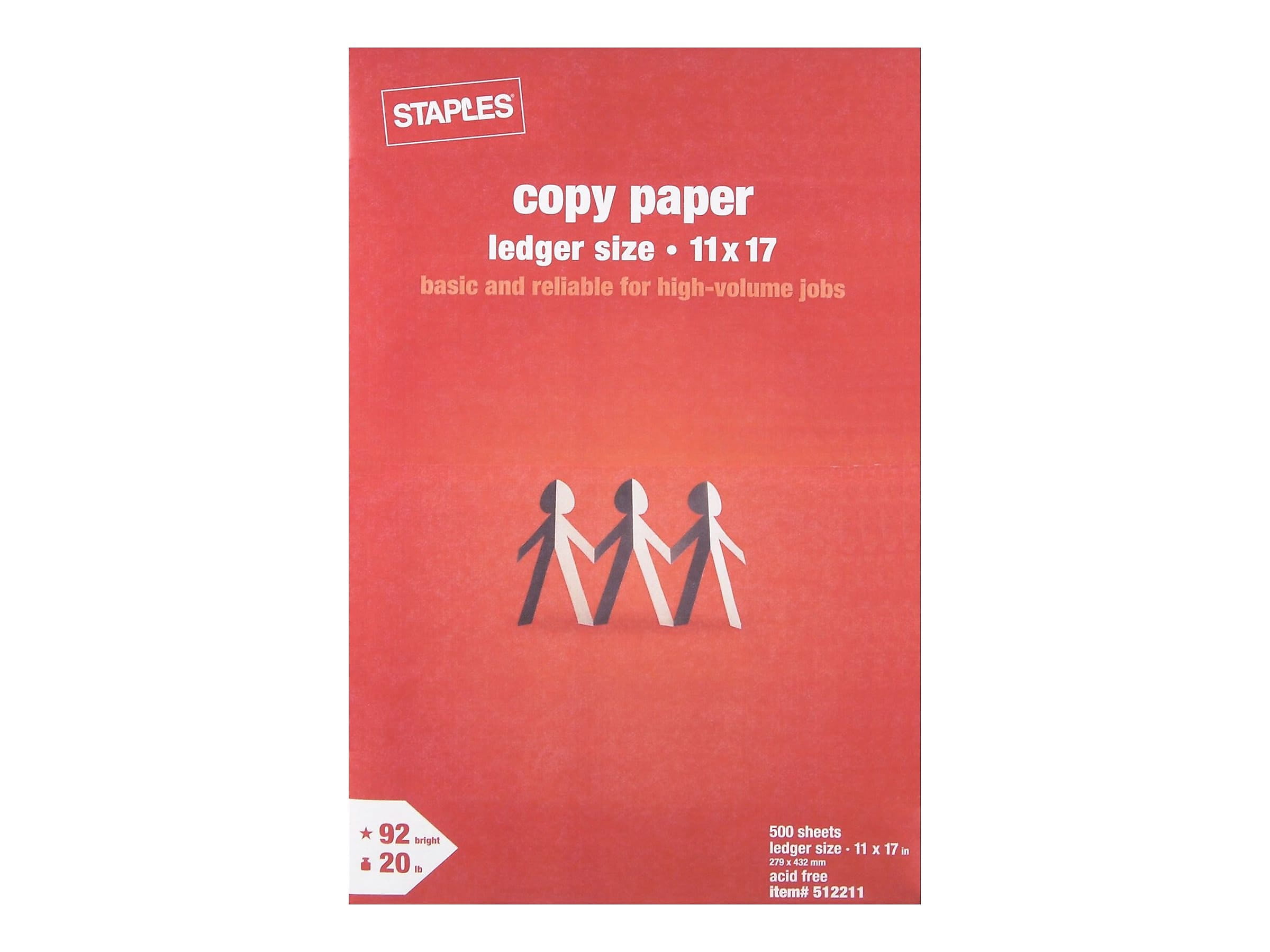 Staples 11 x 17 Multipurpose Paper, 20 lbs., 96 Brightness, 500/Ream  (05033)