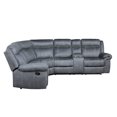 thumbnail image 3 of JERFIT Modern 5-Seat Recliner Sectional Sofa with Console, USB Charger, Cup Holders in Two-Tone Gray Nubuck Fabric, 3 of 9