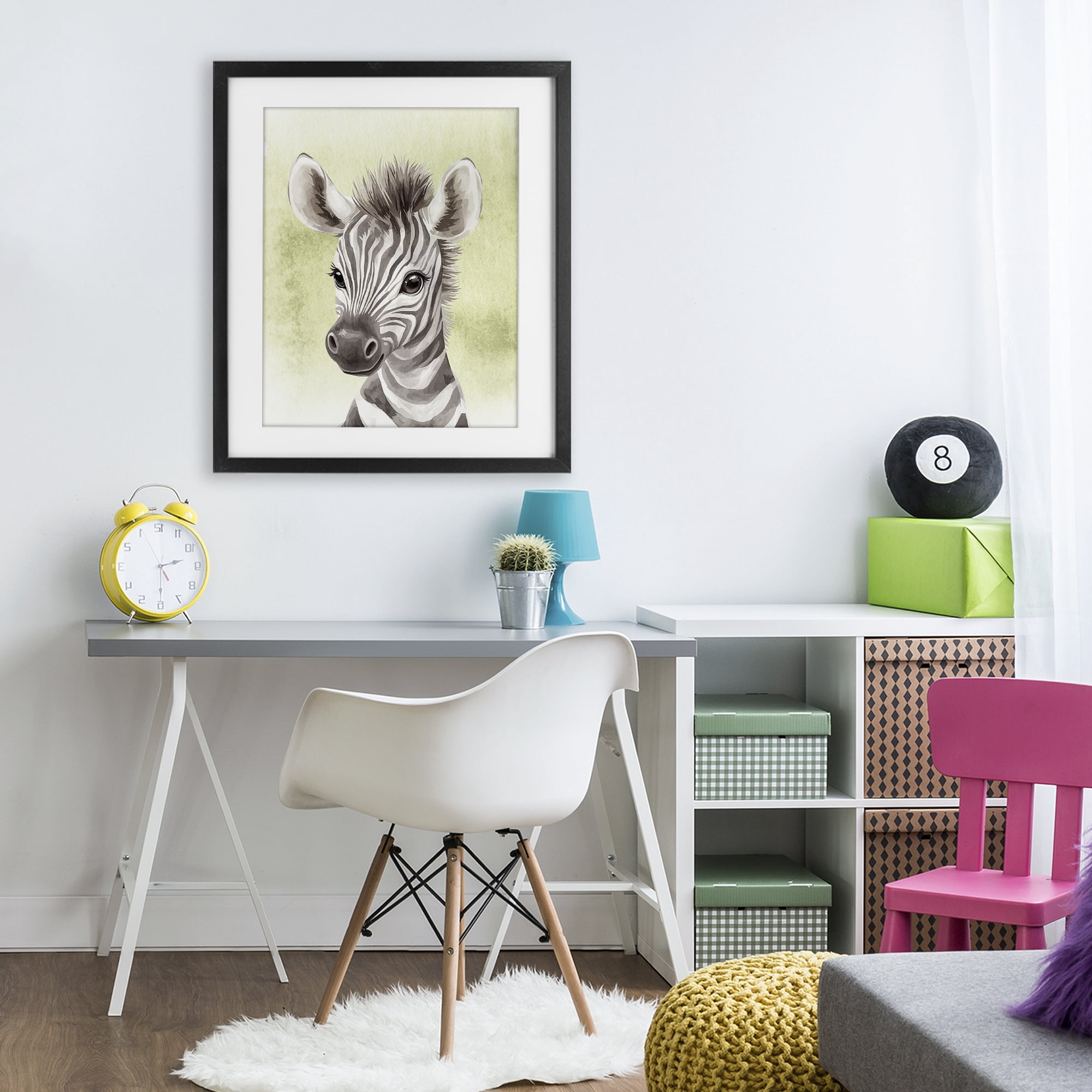 Stupell Industries Jungle Friends Baby Zebra Black Framed Print Under Glass, design by Christine Simpson Art