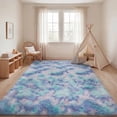 thumbnail image 2 of Lalado 8ft x 10ft Shag Area Rug, Soft Fluffy Indoor Tie-Dye Area Rugs for Living Room Bedroom Decor Carpet, Rainbow Purple, 2 of 9