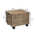 thumbnail image 4 of happimess BSK2005B Ashton 18.11" Classic Farmhouse Handwoven Hyacinth Rolling Filing Basket with Lid and 360 Degree Lockable Wheels, Brown, 4 of 8