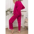 thumbnail image 6 of DAKIMOE Sleepwear Womens Silky Satin Pajamas Set Long Sleeve Nightwear Loungewear, Rose Red, L, 6 of 9
