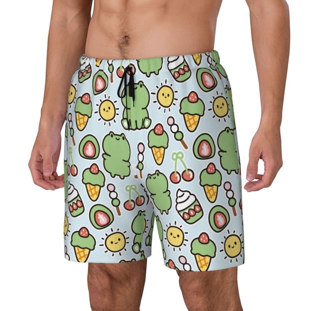 Fotbe Frog With Sweet Traje de Baño para Hombre – Shorts de Natación de Secado Rápido con Forro y Bolsillos-Large