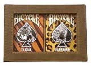 Lot 3 Bicycle Big Cats Jungle Tiger and Leopard Deck Playing Cards in Leather Case w/FREE Calculator Collector