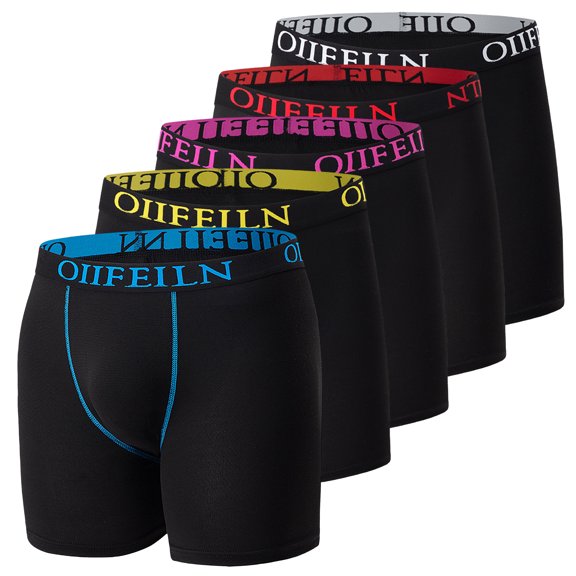 Aooho Mens Mid-Length Sports Underwear Soft Breathable Boxer Briefs with Pouch 3XL Big and Tall Waist Size 68-88cm (26.77-34.65in) Multi-Pack