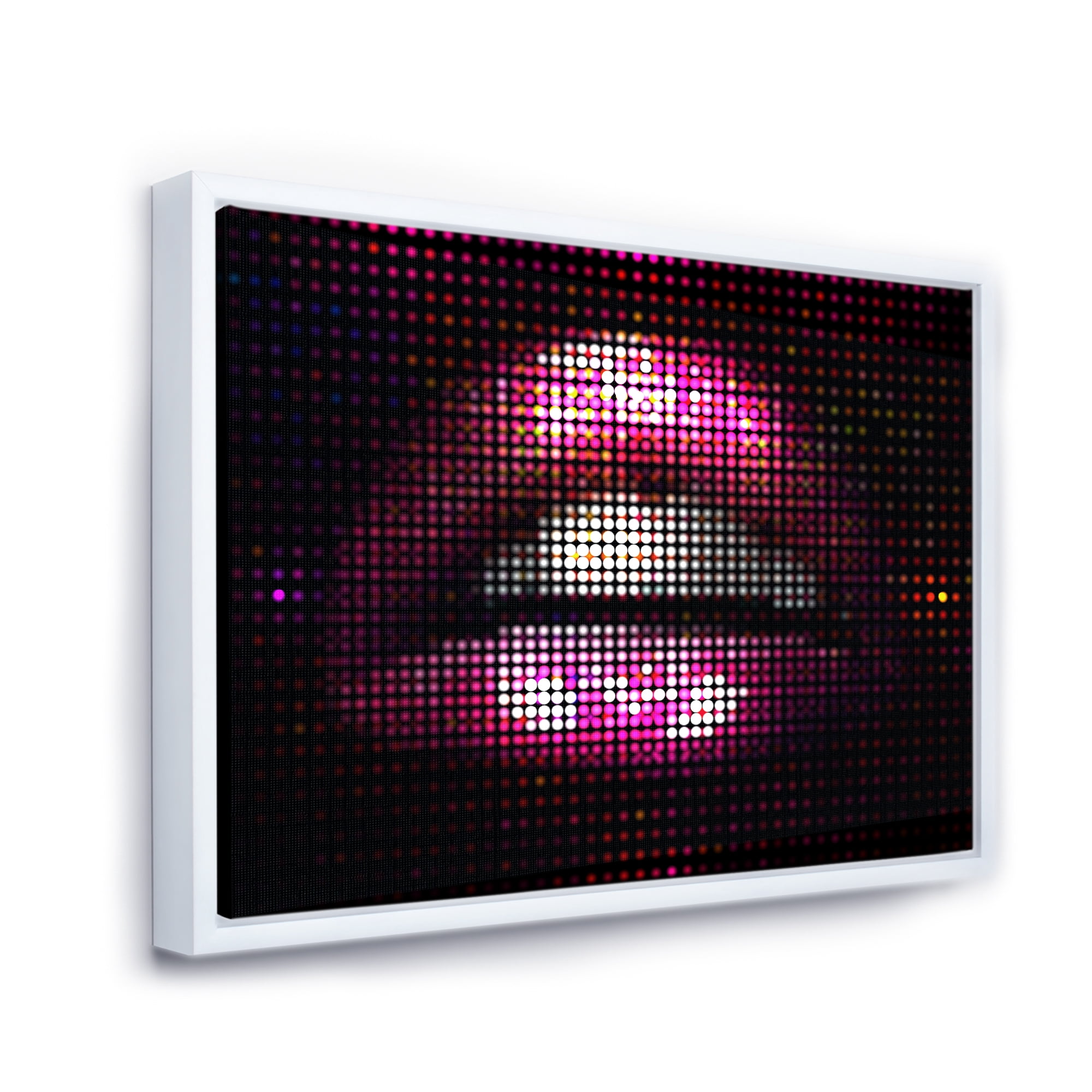 Detail Of Pixellated Pink Woman Lips 32 in x 16 in Framed Photography Canvas Art Print, by Designart