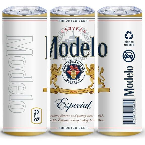 Modelo Beer Inspired Insulated Skinny Tumblers Cup Coffee Mug with Lid exported beer 20oz - Reusable Stainless Steel Water Bottle for Hot & Cold Drinks Tea Cup