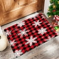 thumbnail image 2 of KOYPTL Christmas Rugs for Front Door,40*60 Soft Red Checkered Snowflakes Bathroom Mat Non Slip Durable Washable Absorbent Doormat,Bedroom Mat for Indoor Outdoor Porch Home Decor, 2 of 6