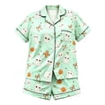 thumbnail image 4 of WhouRiu Girls Halloween Graphic Pajamas Flat Collar Short Sleeve Button Up Shirts And Shorts Pajama Set 2 Piece Kids Cozy Cute Sleepwear,2-3 Years, 4 of 4
