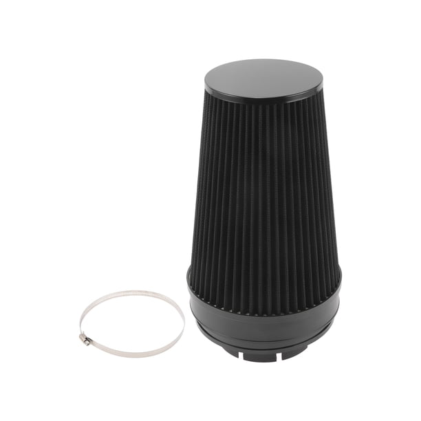Filtro de aire de motor de flujo alto de 105 mm Unique Bargains, filtro de admisión de aire frío de abrazadera superior cerrada con 1 abrazadera negra para automóvil