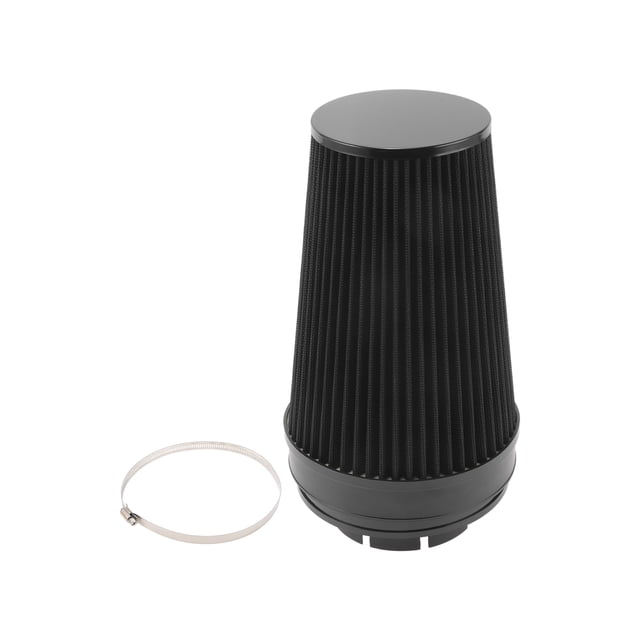 Filtro de aire de motor de flujo alto de 105 mm Unique Bargains, filtro de admisión de aire frío de abrazadera superior cerrada con 1 abrazadera negra para automóvil