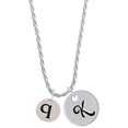 thumbnail image 1 of Delight Jewelry Silvertone Disc 1/2'' Initial - q - Silvertone Script Initial Disc - K - Charm Necklace, 20"+3", 1 of 4