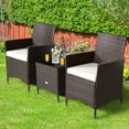 thumbnail image 1 of Gymax 3PCS Outdoor Rattan Conversation Set Patio Furniture Set w/ White Cushions, 1 of 10