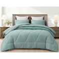thumbnail image 2 of Chezmoi Collection Rory Aqua Comforter Set Queen Size 3-Piece Fluffy Soft Lightweight Bedding Triangle Quilted Stone-Washed Microfiber Comforter Set for All Season, 2 of 9