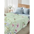 thumbnail image 4 of Flower Green Twim Size Flat Sheet, Wrinkleproof & Fadeproof Cooling Flat Bed Sheet Only, Blue Pink Daisy Wildflower Floral Botanical Breathable Soft Bedding Top Sheets 66 x 96 Inches, 4 of 8