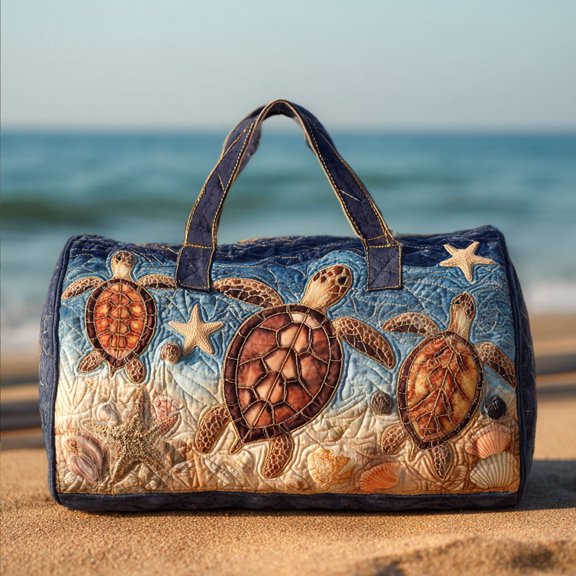 Custom Shell Horizon Quilted Duffle Bag, Soft Travel Weekender, Carry On Bag, Gift Idea