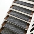 thumbnail image 2 of Pure Era Bullnose Carpet Stair Treads Cover 16Pcs Indoor Rug Set 9" x 30" Plaid Pattern Self Adhensive Backing(Set of 16,Gray Diamond Trellis), 2 of 11