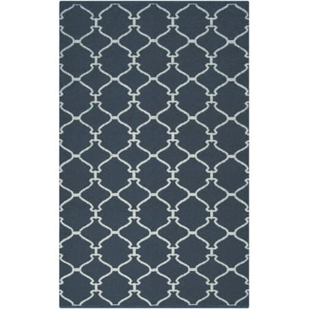 2' x 3' Geometical Genie Majolica Blue and Wheat Hand Woven Wool Area Throw Rug