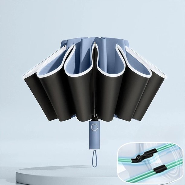 Typpkmm Paraguas Plegable Inverso AutomáTico with Sombrilla Con Bloqueo UV Para