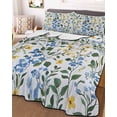 thumbnail image 3 of Quilts Twin Size, Blue Yellow Floral Spring Soft Comforter Bedding Set for Bed, Green Pastoral Summer Botanical Lightweight Quilted Bedspread with Pillow Cover(2 Pieces) for All Season, 68x86 Inch, 3 of 6
