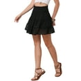 thumbnail image 4 of INSPIRE CHIC Ruffle Mini Skirt for Women's Cute Smocked Waist Tiered Ruffles Casual Beach Flowy Skort XL Black, 4 of 6
