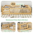 thumbnail image 2 of Bellemave Montessori Twin Size Solid Wood Floor Bed with Fence and Door, Natural, 2 of 10