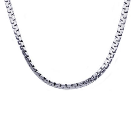 Mens Stainless Steel Flat Box Link Chain Necklace