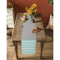 thumbnail image 5 of Boanket Turquoise Chevron Table Runner - 90 Inch Long, Kitchen Dining Table Runner Dresser Scarves, Geometric Grey Wavy Striped White Farmhouse Decor for Coffee Tables Wedding Party Banquet, 5 of 8