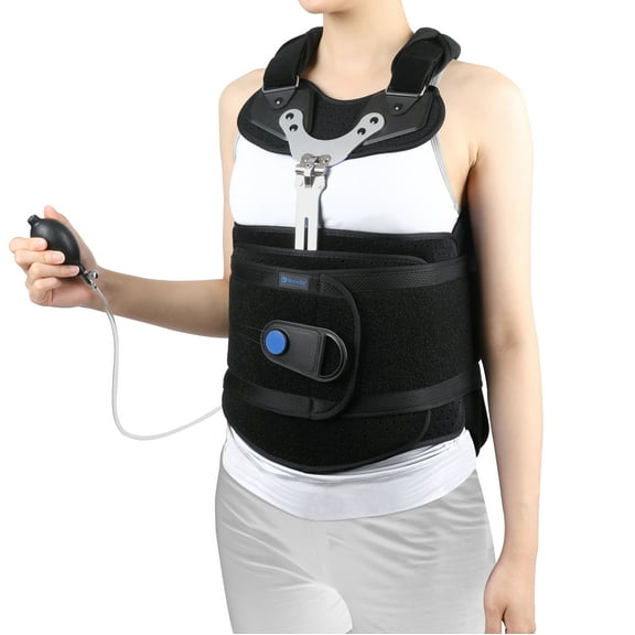 Nvorliy TLSO Full Back Brace for Back Pain Relief - Inflatable Airbag Thoracic Back Brace Orthosis Support for Compression Fracture, Pre or Post Op, Kyphosis, Scoliosis, Osteoporosis (Medium)
