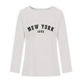 thumbnail image 3 of Tdoqot Womens Oversized T Shirts Tops- Crewneck Casual Fashion Long Sleeve New York Graphic Shirts Tops White Size L, 3 of 3